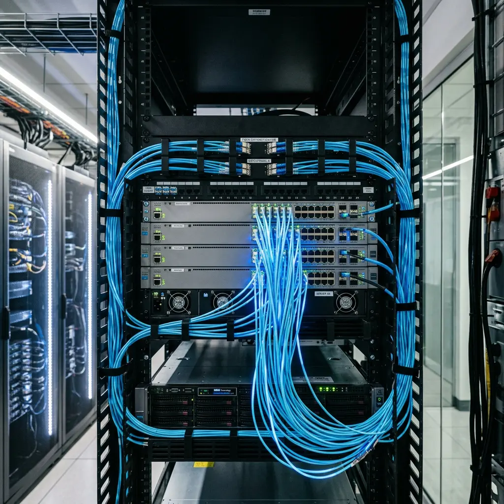 Fiber optic network components prepared for a commercial infrastructure project